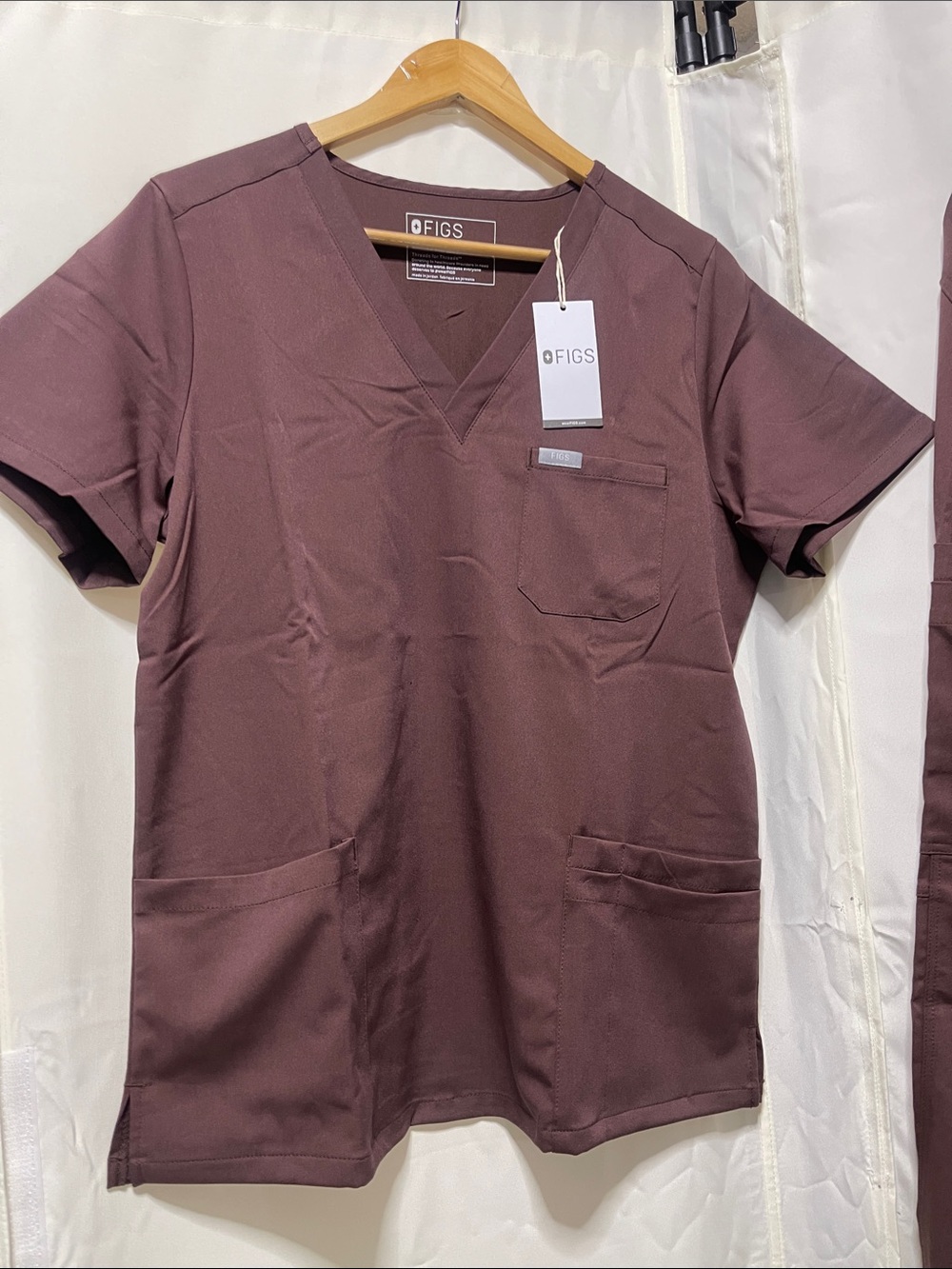 Figs Women's V-Neck Scrub Top and Jogger Set - Espresso Brown / Deep Brown - Picture 4 of 6
